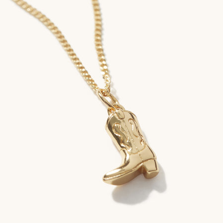 Cowboy Boot Necklace Gold